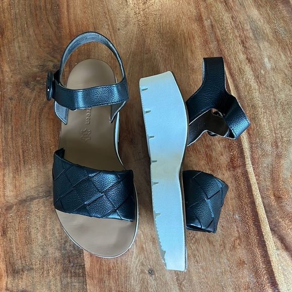 Paul Green Wedge Braided Leather Sandals, Size 6.5 - Picture 2 of 6